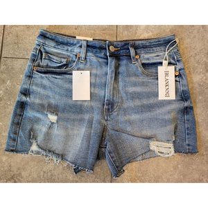 Blank NYC Light Wash Frayed Denim Shorts